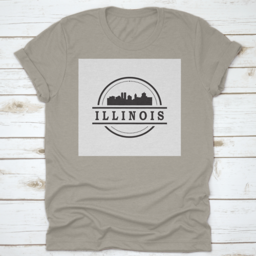 Travel Destination In Illinois Skyline Silhouette Vector Shirt