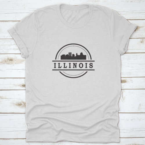 Travel Destination In Illinois Skyline Silhouette Vector Shirt