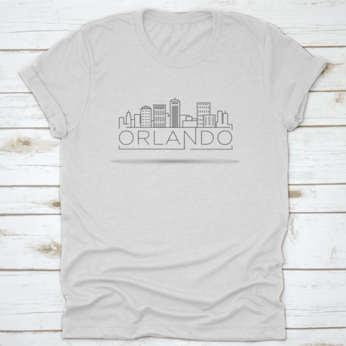 Minimal Outline Of Orlando Linear City Skyline With Typographic