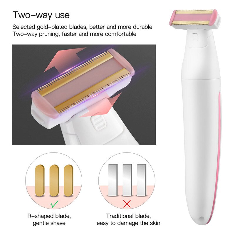Waterproof Electric Women Epilator Hair Removal Face Bikini Legs