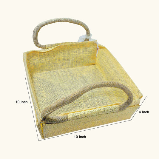 Elegant Natural Brown Jute Hamper Bag for Wedding Favors & Gift