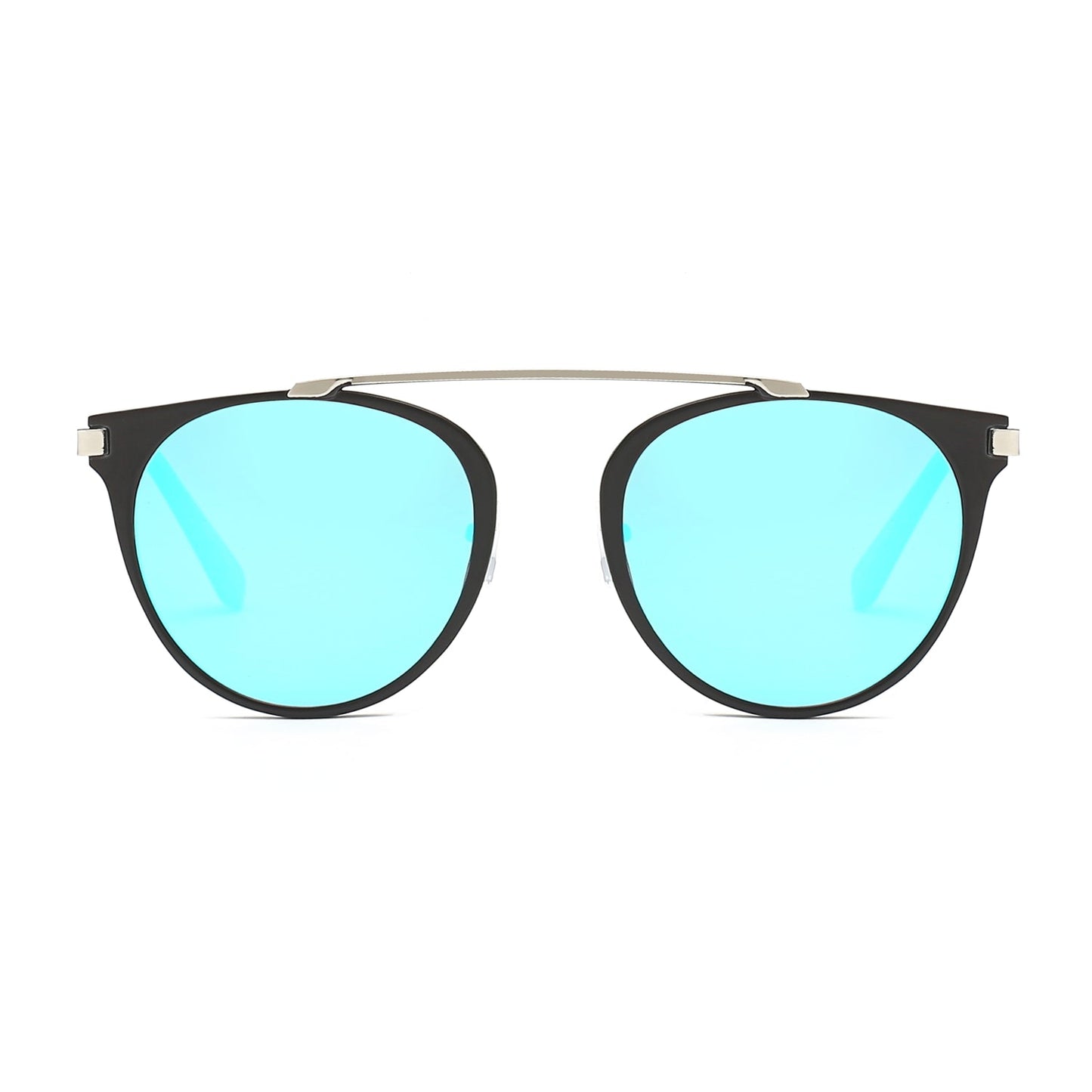 NEW ME IM Modern Horn Rimmed Metal Frame Round Sunglasses