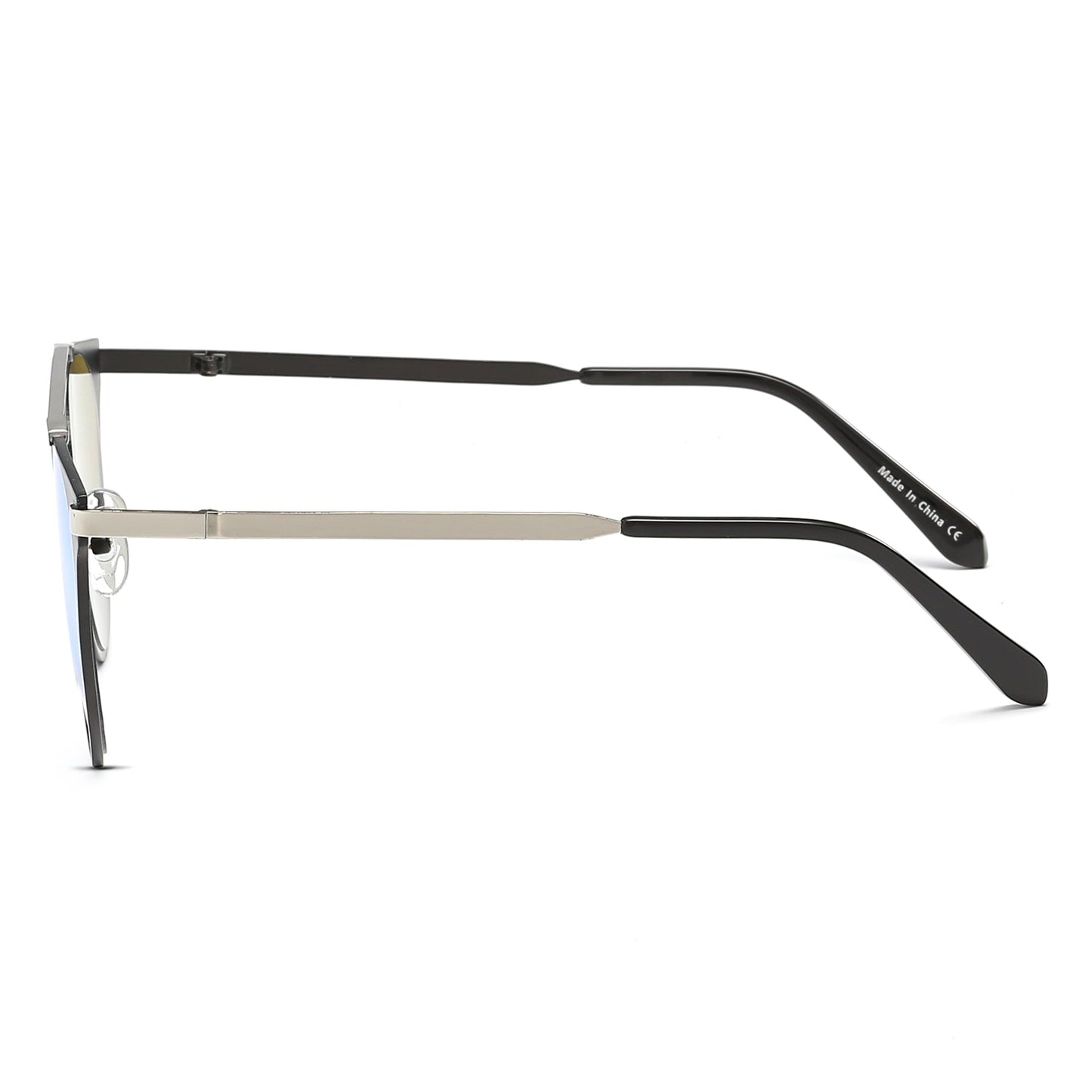 NEW ME IM Modern Horn Rimmed Metal Frame Round Sunglasses