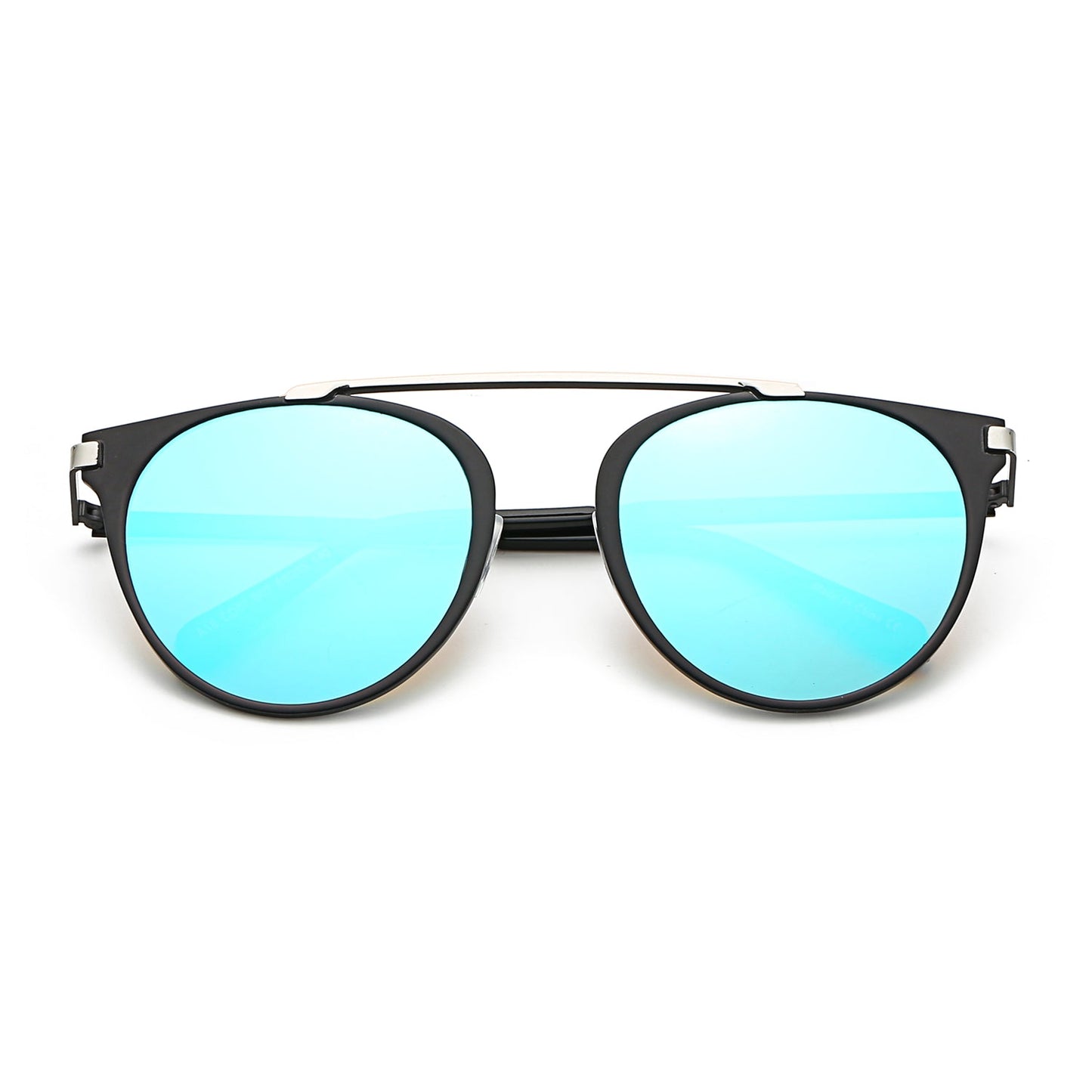NEW ME IM Modern Horn Rimmed Metal Frame Round Sunglasses