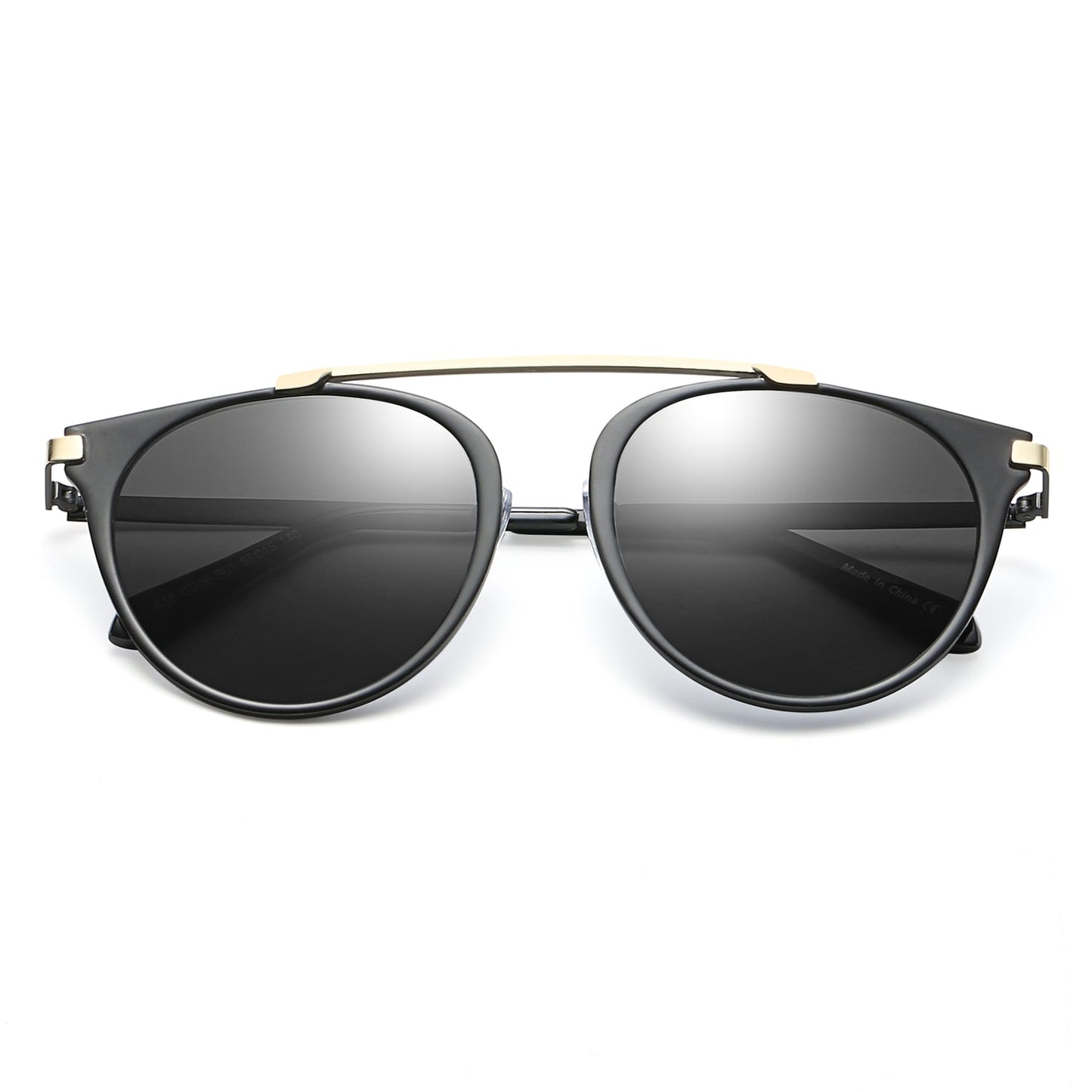 NEW ME IM Modern Horn Rimmed Metal Frame Round Sunglasses