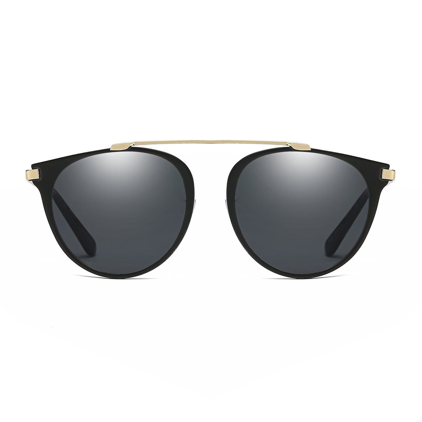 NEW ME IM Modern Horn Rimmed Metal Frame Round Sunglasses