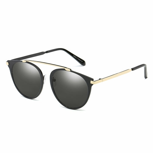 NEW ME IM Modern Horn Rimmed Metal Frame Round Sunglasses