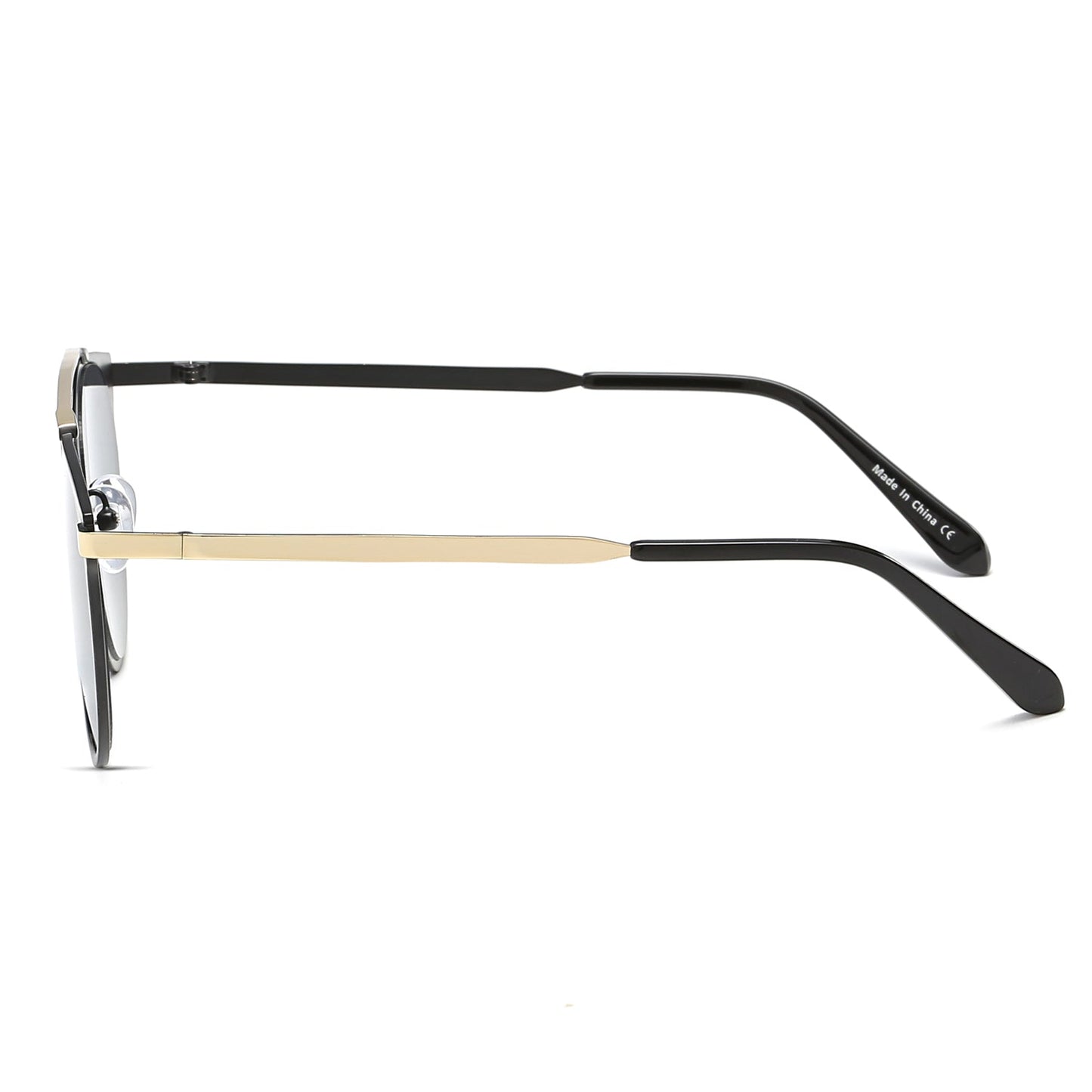 NEW ME IM Modern Horn Rimmed Metal Frame Round Sunglasses