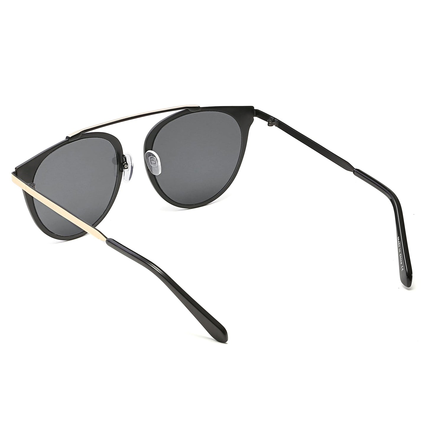 NEW ME IM Modern Horn Rimmed Metal Frame Round Sunglasses