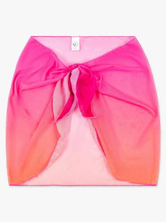 Sarong Printed Mesh Wrap Skirt