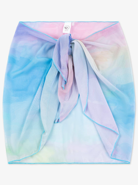 Sarong Printed Mesh Wrap Skirt