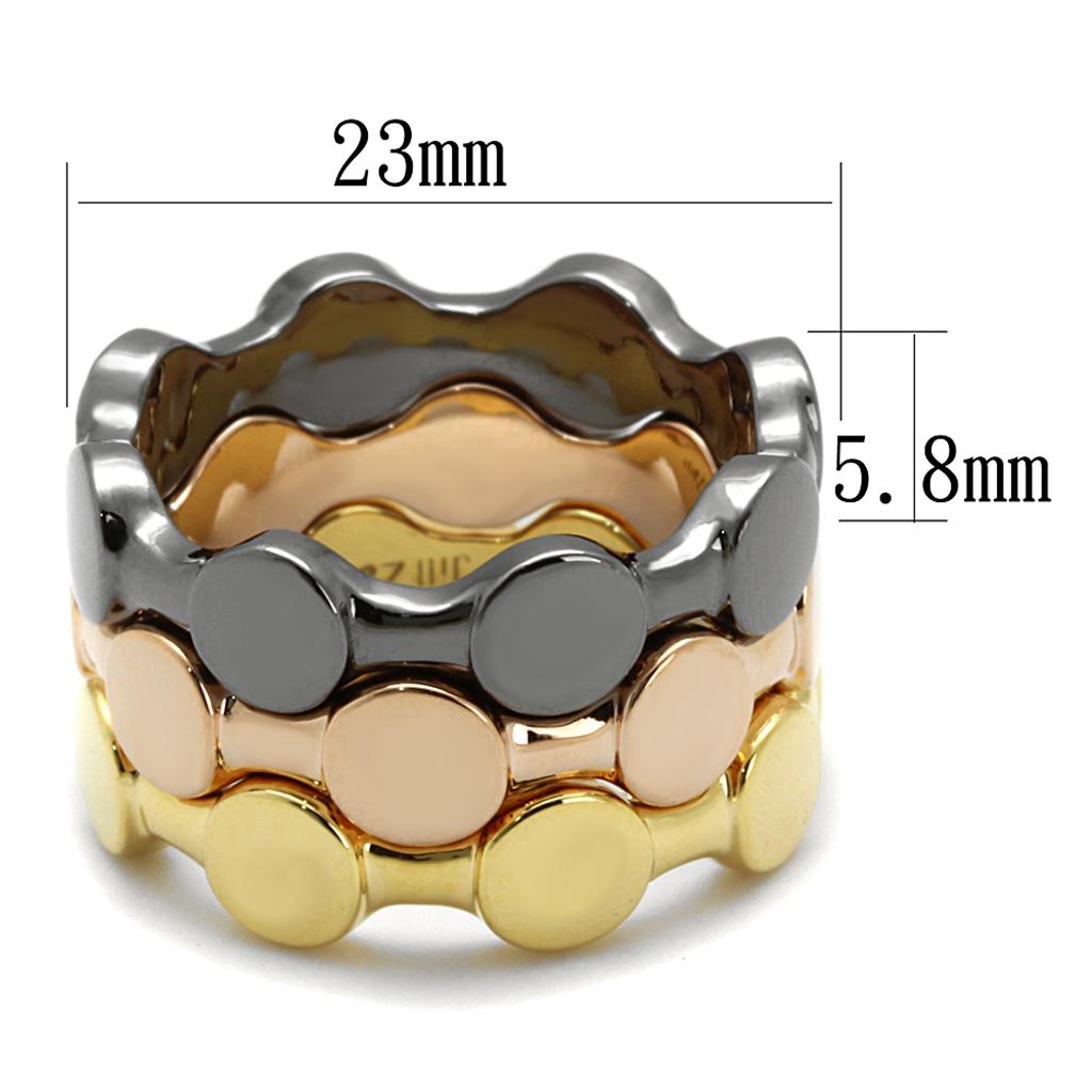 Tricolor Brass Ring with No Stone