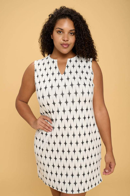Ivory V neck Sleeveless Dress