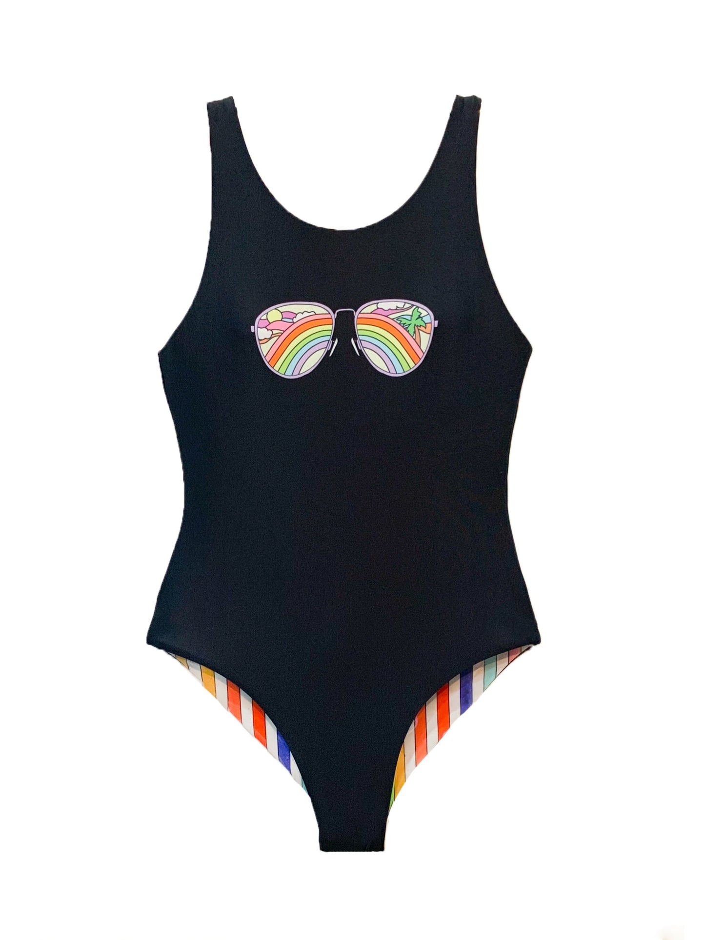 Rebel - Reversible Rainbow Sunglasses One Piece Swimsuit
