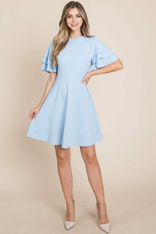 Flutter Layered Sleeve Sun Dress