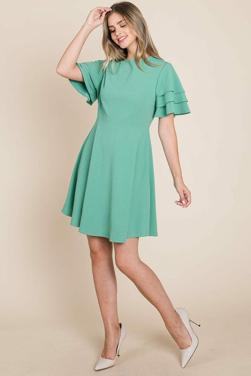 Flutter Layered Sleeve Sun Dress