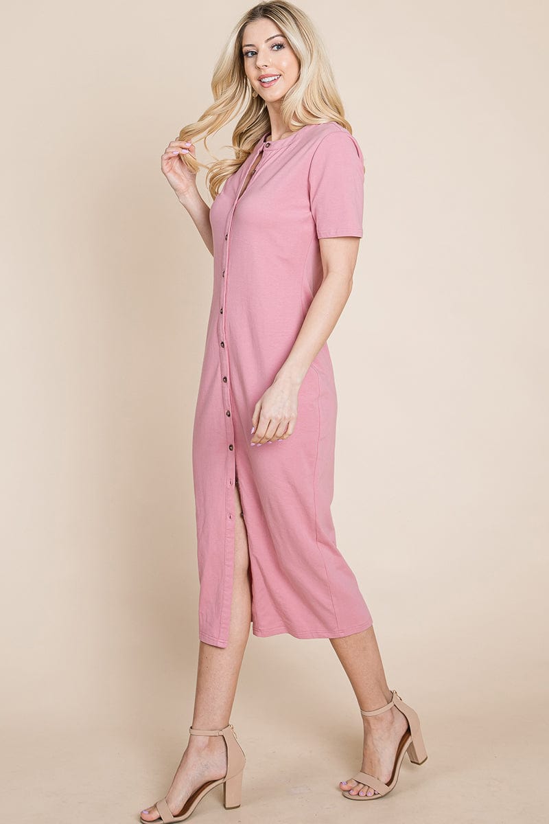 Everyday Button up Cotton Midi Shirt Dress