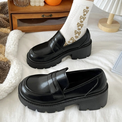 Artificial Leather Solid Color Slip On Flat Shoes Women Plus Size