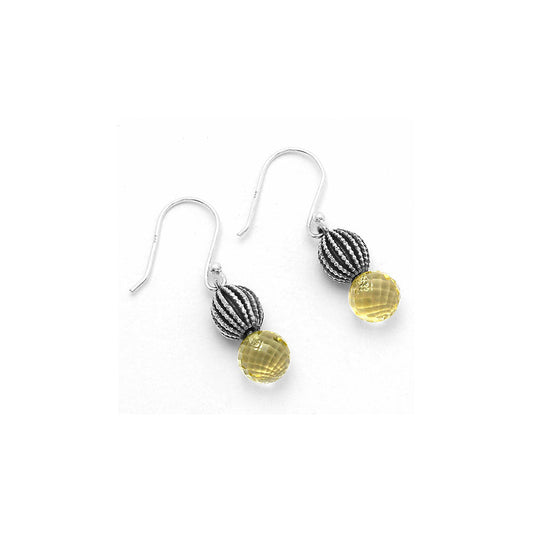 Natural Lemon Quartz Briolette Ball Earrings