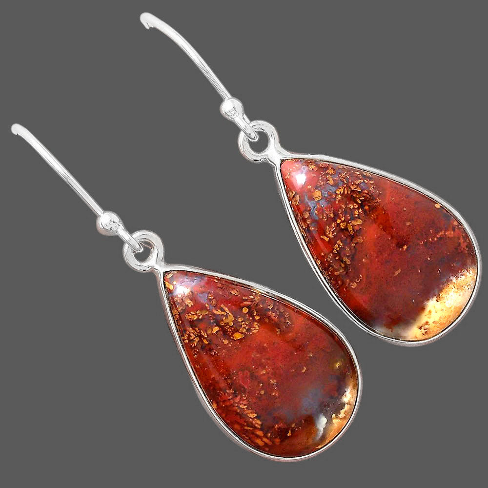 Natural Red Moss Agate Earrings E-1001 SDE88409