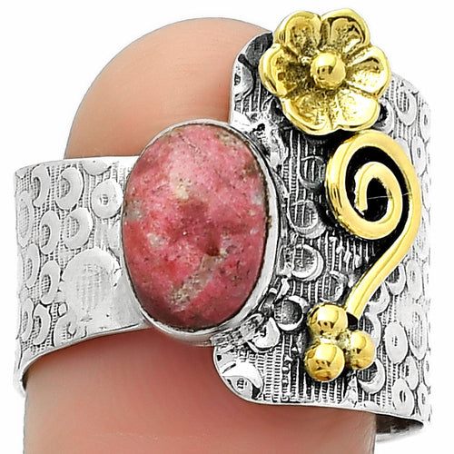 Two Tone - Pink Thulite - Norway Ring size-6.5