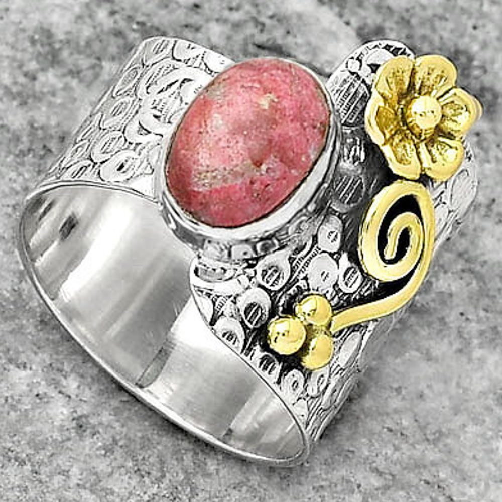 Two Tone - Pink Thulite - Norway Ring size-6.5