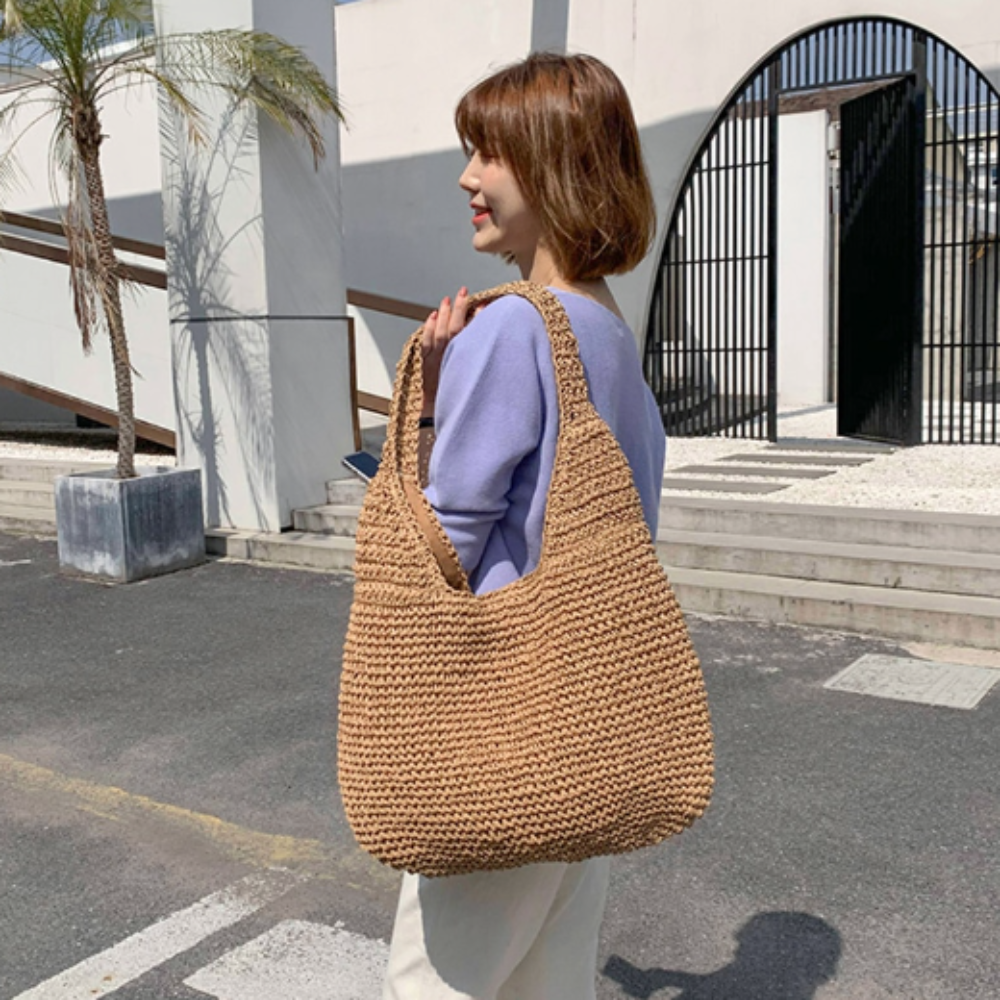 NEW ME IM Summer Shoulder Straw Tote