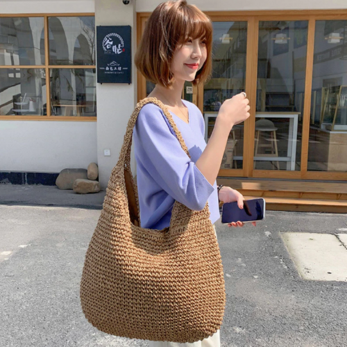 NEW ME IM Summer Shoulder Straw Tote