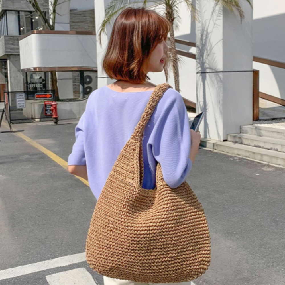NEW ME IM Summer Shoulder Straw Tote