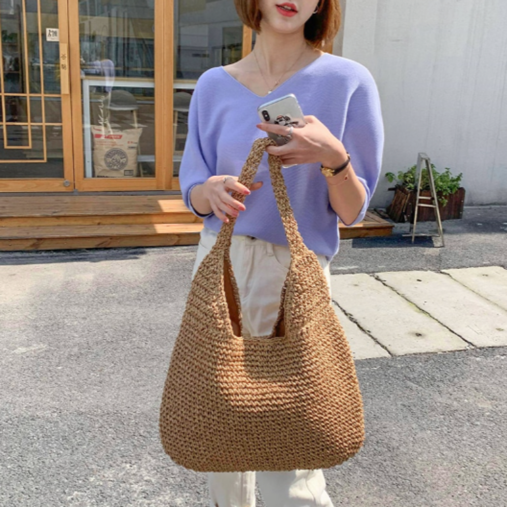 NEW ME IM Summer Shoulder Straw Tote