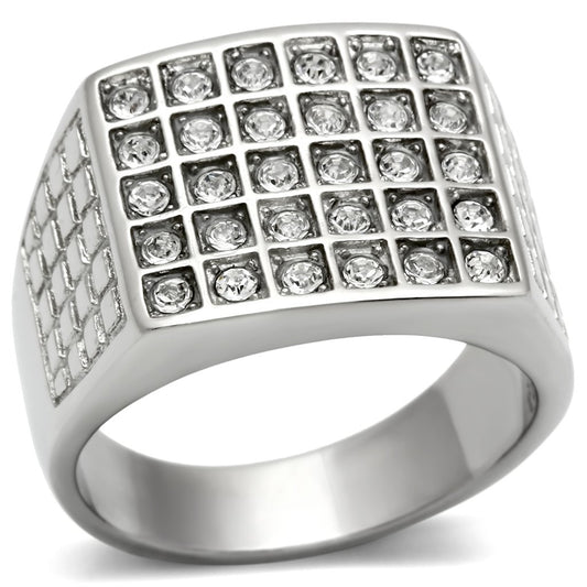 Men Stainless Steel Synthetic Crystal Rings