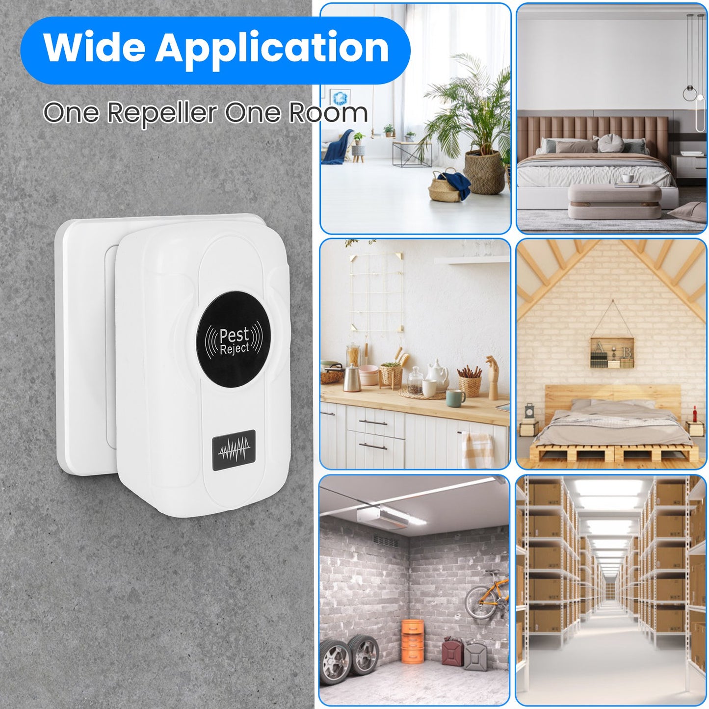 6 Pack 32-120KHz Ultrasonic Insect Repellent Indoor Plug In Bug Repellent Mosquito Roaches Mice Control With 3 Modes For Bedroom Garage Warehouse Office For Spring Summer