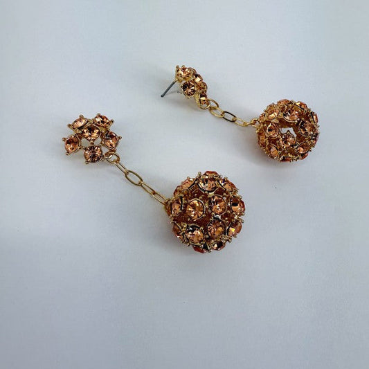 Rose Gold Rhinestones Drop Dangle Earrings