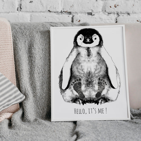 Personalized Baby Penguin Footprint Kit, A3 format, white