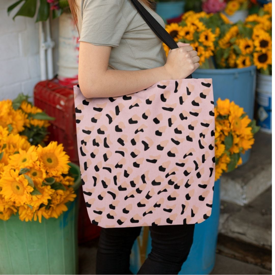 NEW ME IM Pink Leopard Print Shopper Tote Bag Medium