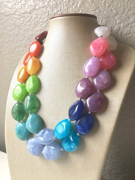 Radiant Spectrum: Multicolor Gemstone Statement Necklace