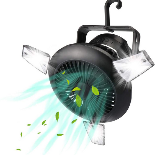 NEW ME IM Foldable Fan Portable LED Solar Camping Lantern with Hook