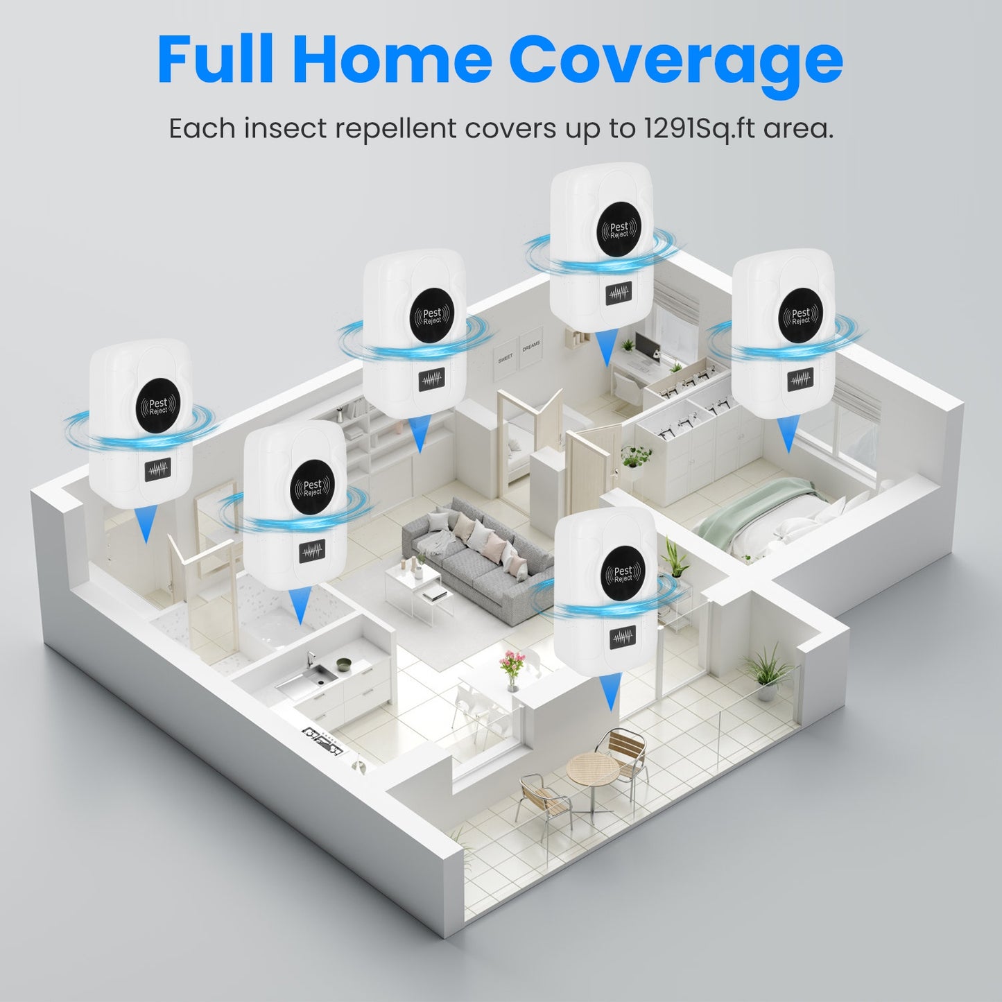 6 Pack 32-120KHz Ultrasonic Insect Repellent Indoor Plug In Bug Repellent Mosquito Roaches Mice Control With 3 Modes For Bedroom Garage Warehouse Office For Spring Summer