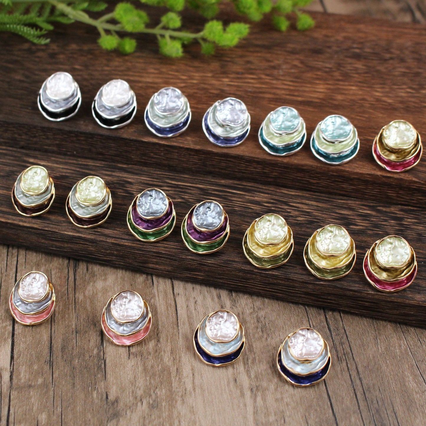 Ins Three-colored Painting Round Earrings Fashion Elegant Versatile