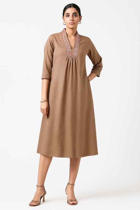 Ethinic Women  Kurta Set-Tan (Size-M) |D13