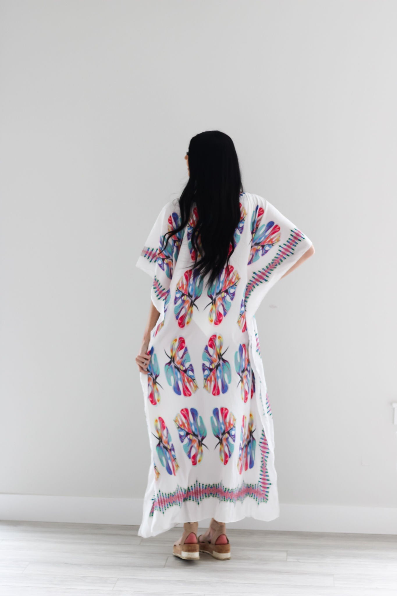 white lounge caftan dress for women