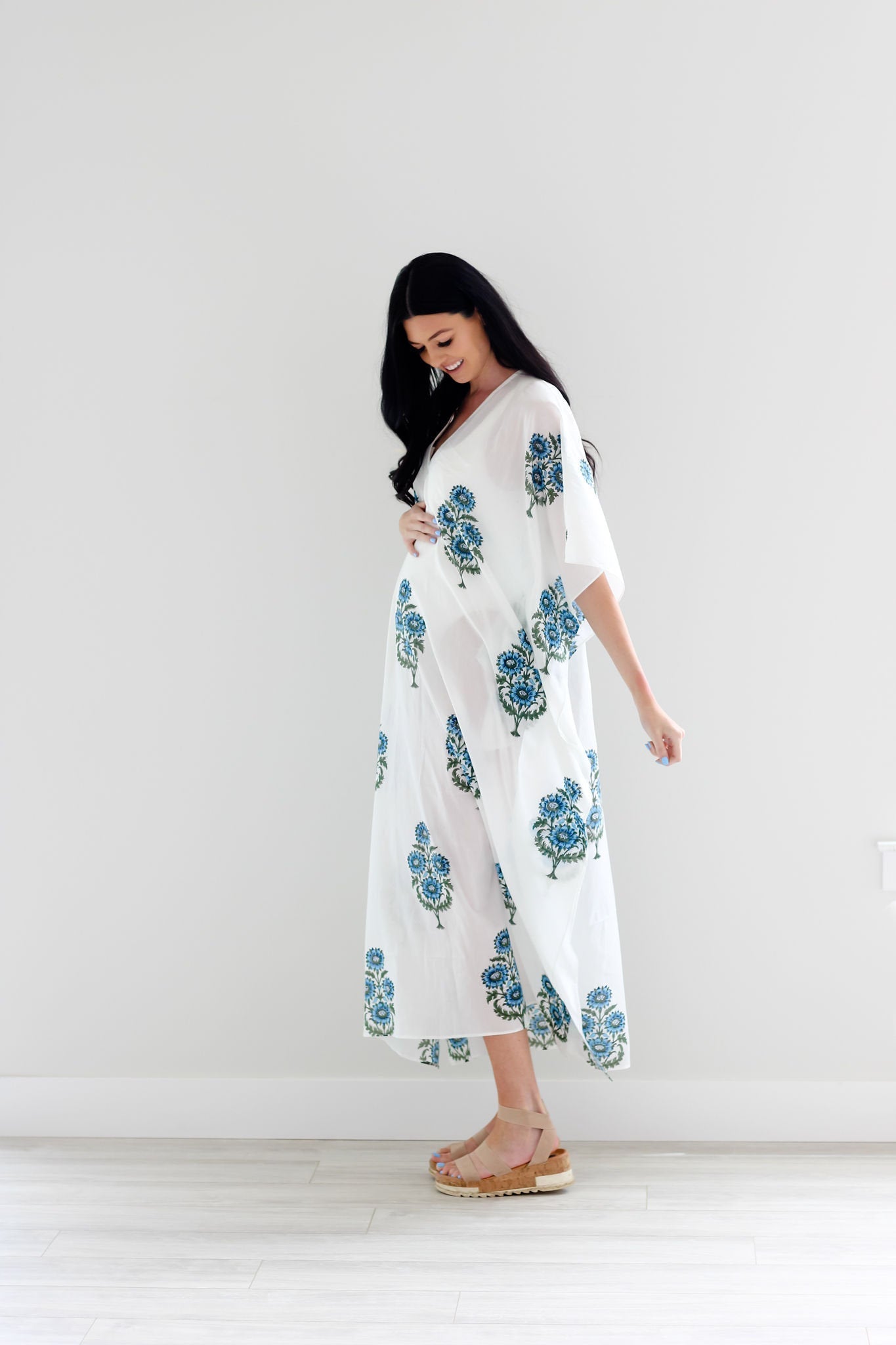 Block print Cotton Kaftan, Loose Cotton Dress, Plus Size Kaftan Dress