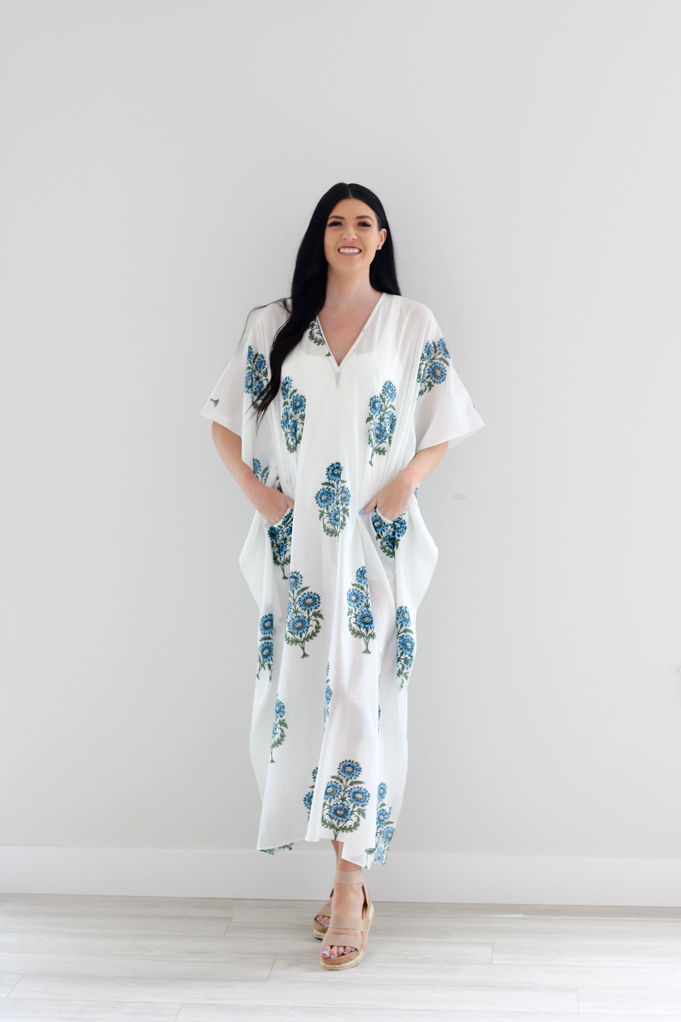 Block print Cotton Kaftan, Loose Cotton Dress, Plus Size Kaftan Dress