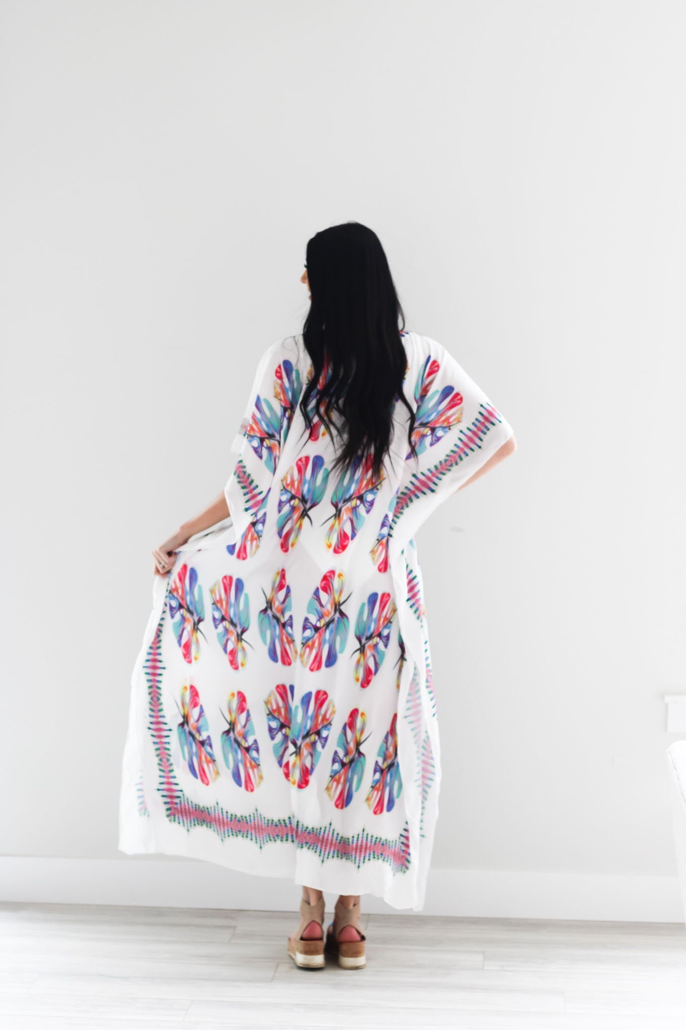 white lounge caftan dress for women