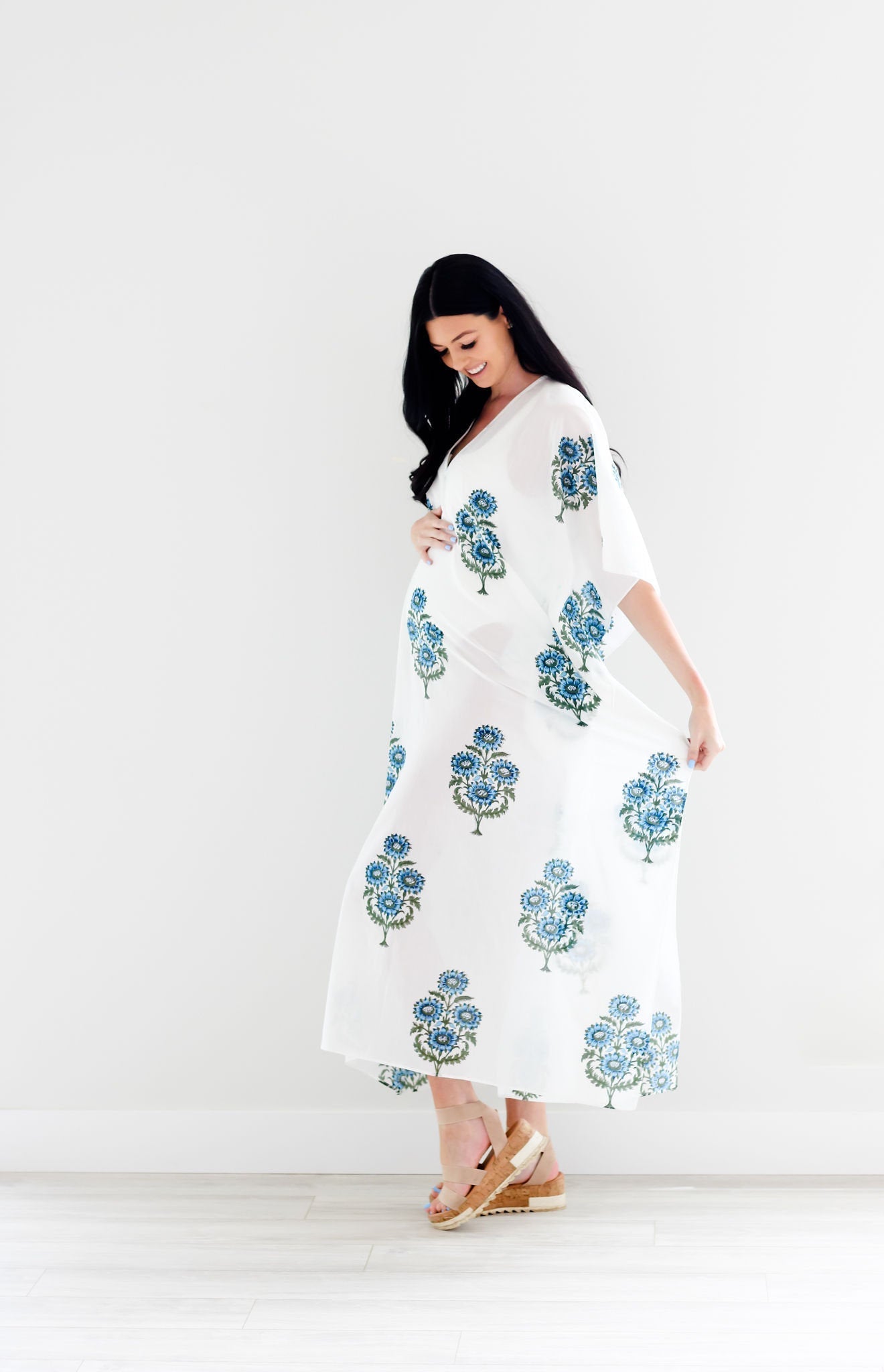 Block print Cotton Kaftan, Loose Cotton Dress, Plus Size Kaftan Dress