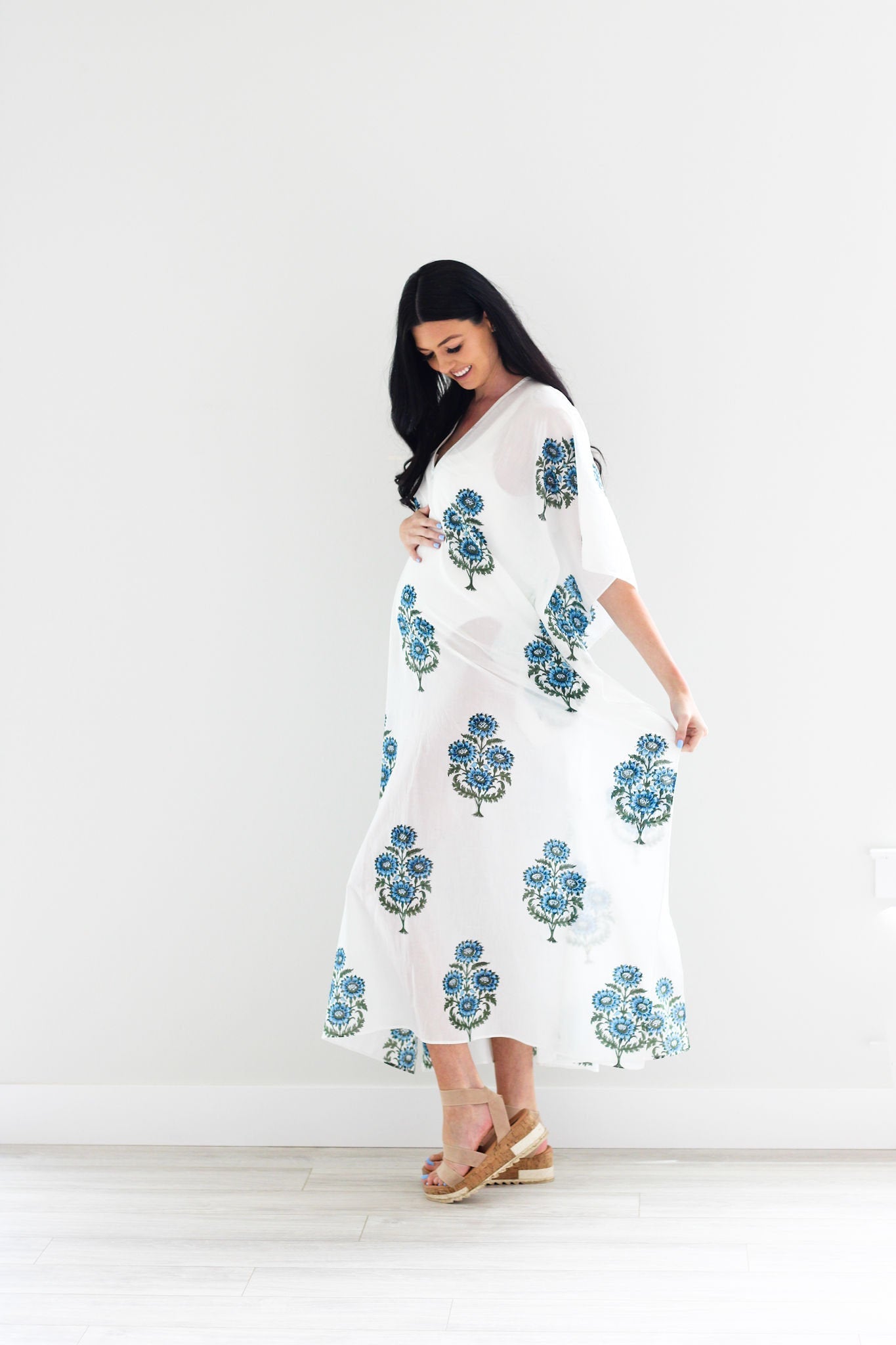 Block print Cotton Kaftan, Loose Cotton Dress, Plus Size Kaftan Dress