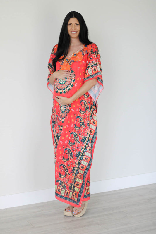 Mexican Kaftan Dress, Summer Caftan For Women,Silk