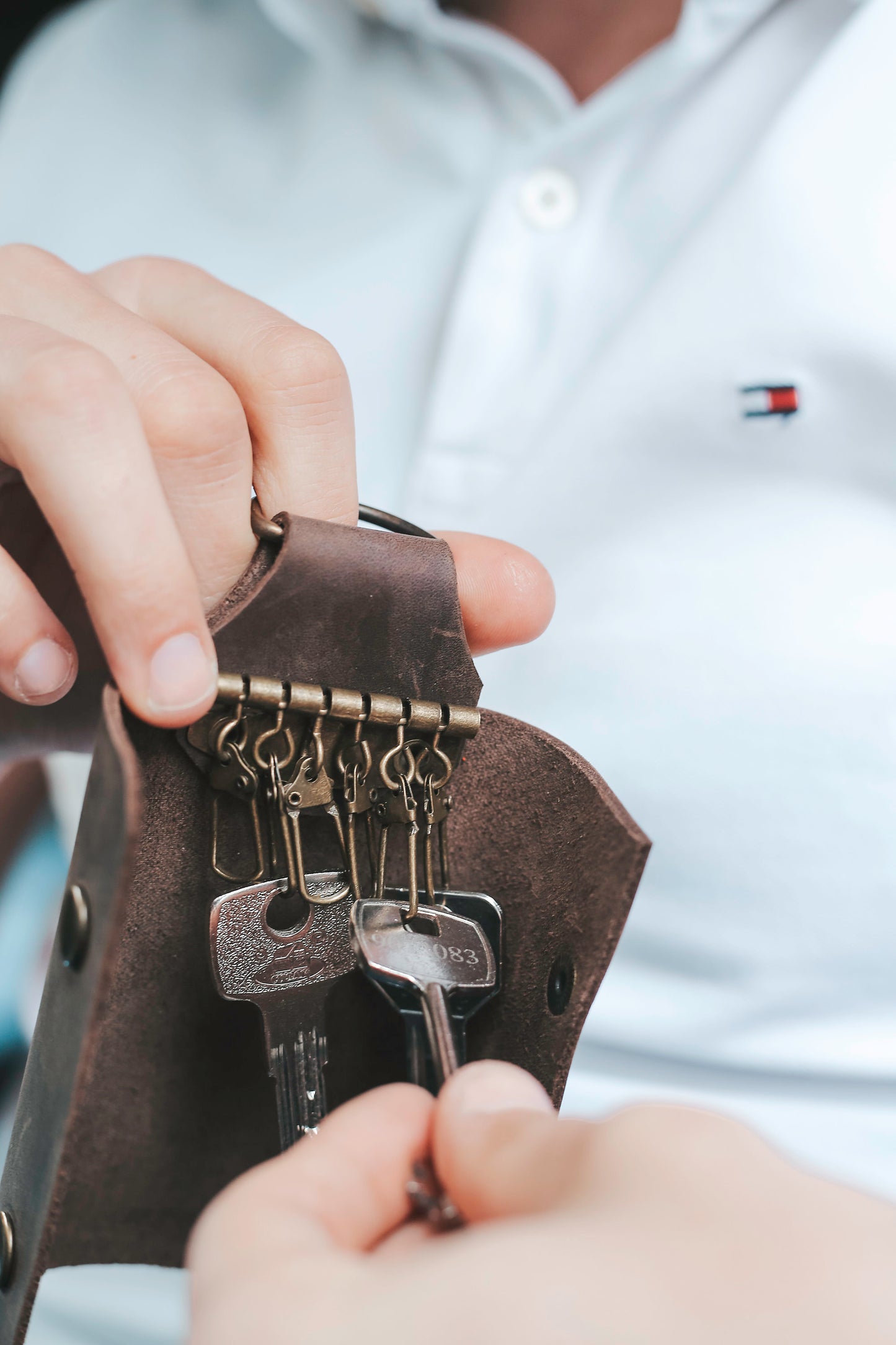NEW ME IM Keychain Holder, Leather Custom Cute Pouch Holder for Men