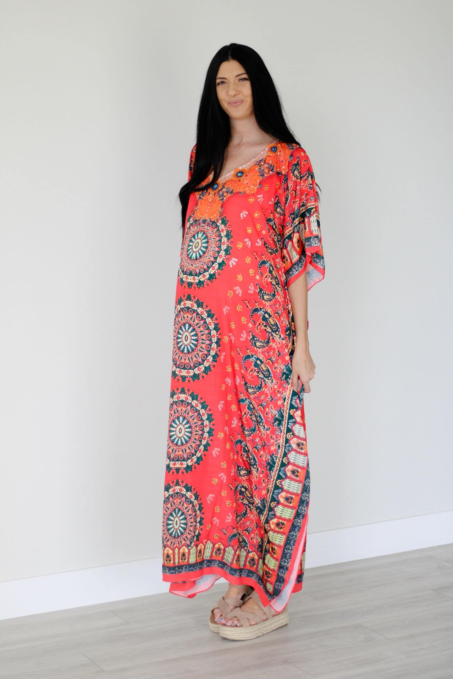 Mexican Kaftan Dress, Summer Caftan For Women,Silk