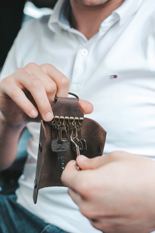 NEW ME IM Keychain Holder, Leather Custom Cute Pouch Holder for Men